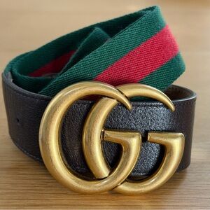 Gucci Belt Gold Brass GG Buckle